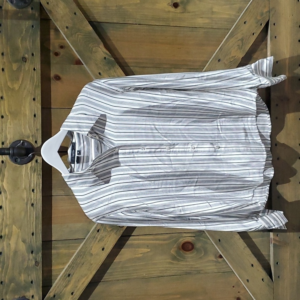 ISHYU  100% SILK  BUTTONDOWN LONG SLEEVE TOP  BLUE BLACK BLOUSE SIZE 12 Heritage